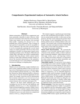 Comprehensive Experimental Analyses of Automotive Attack Surfaces