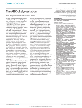 The ABC of Glycosylation Nazionale Tumori, Via Amadeo 42, 20133 Milan, Italy