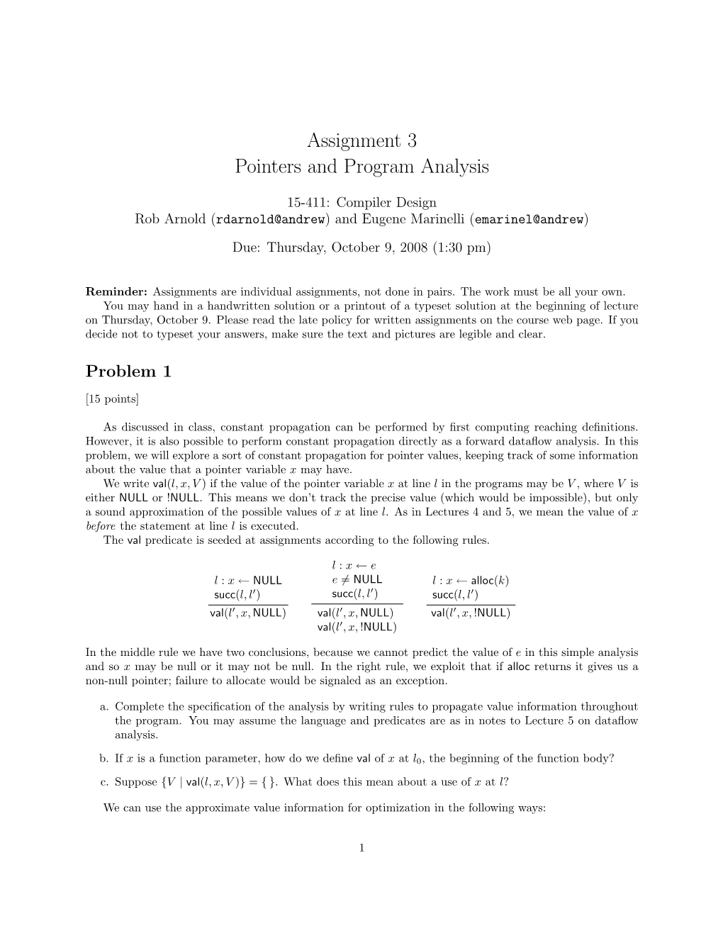 Assignment 3 Pointers and Program Analysis