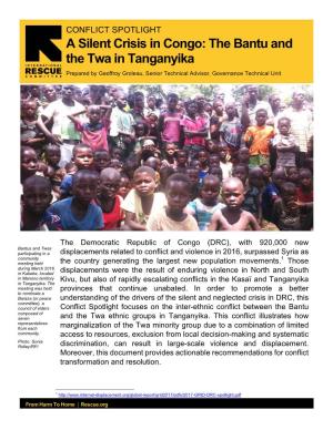 A Silent Crisis in Congo: the Bantu and the Twa in Tanganyika
