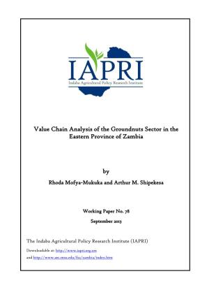 Value Chain Analysis of the Groundnuts Sector in the Eastern Province of Zambia