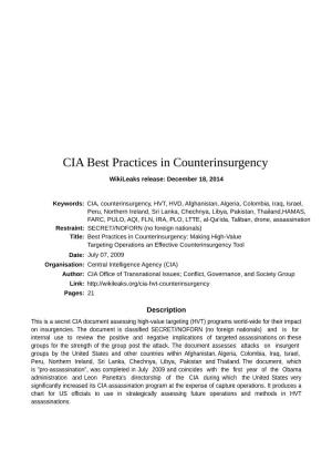 CIA Best Practices in Counterinsurgency