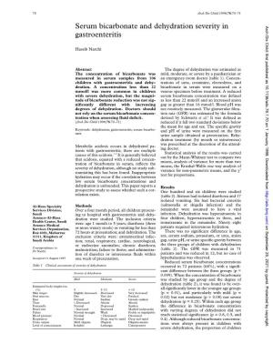 Serum Bicarbonate and Dehydration Severity in Gastroenteritis 71