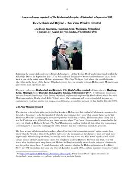 Reichenbach and Beyond - the Final Problem Revisited