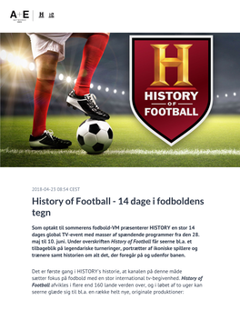 History of Football - 14 Dage I Fodboldens Tegn