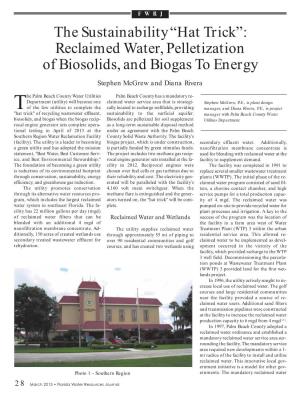 Reclaimed Water, Pelletization of Biosolids, and Biogas to Energy