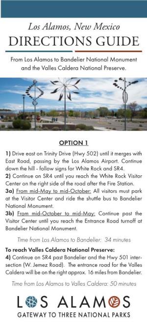 DIRECTIONS GUIDE from Los Alamos to Bandelier National Monument and the Valles Caldera National Preserve