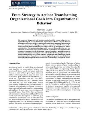 From Strategy to Action: Transforming Organizational Goals Into Organizational Behavior