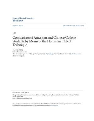 Comparison of American and Chinese College Students by Means of The