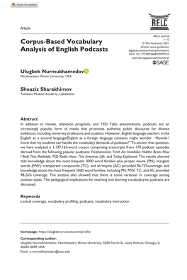 Corpus-Based Vocabulary Analysis of English Podcasts