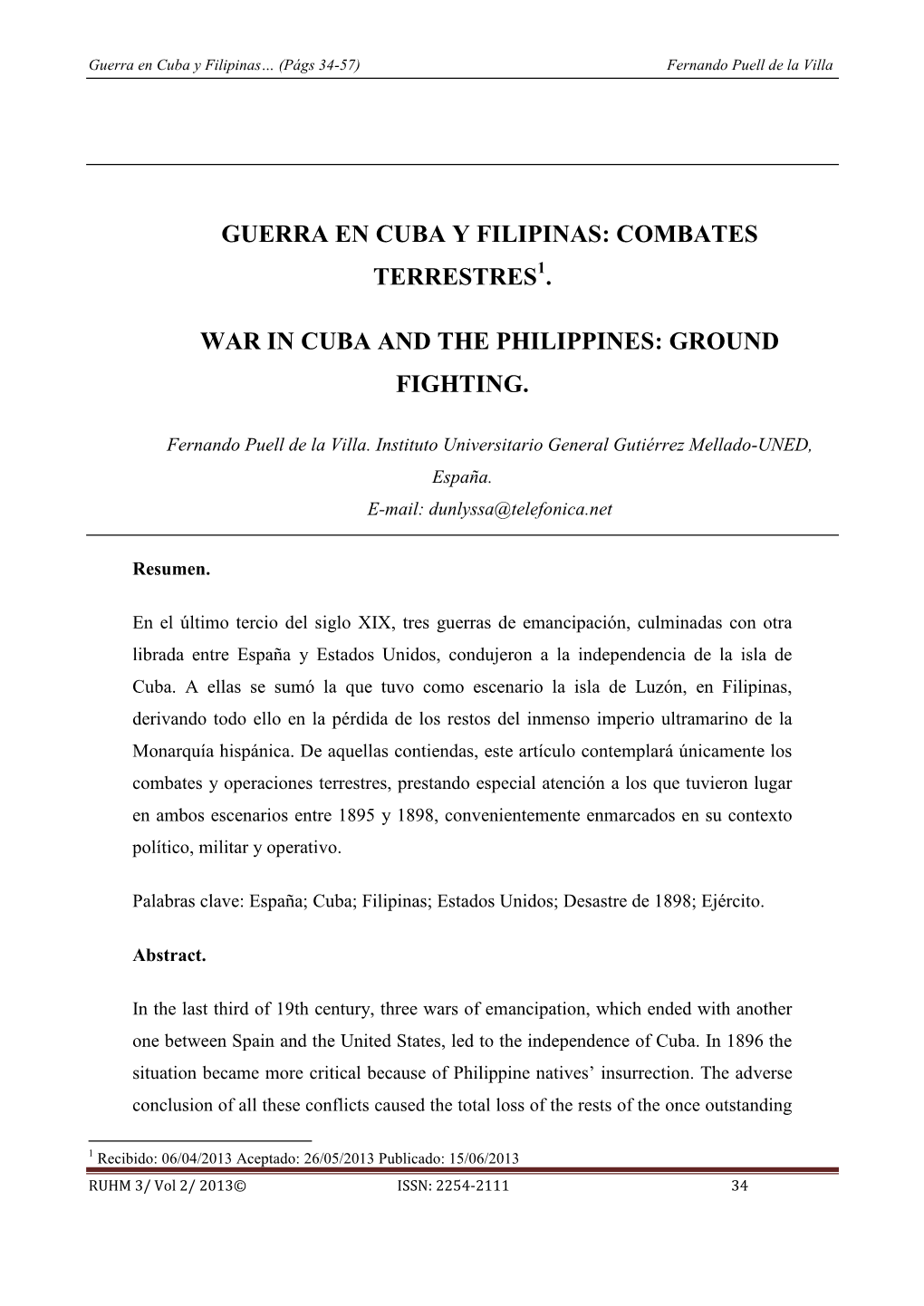 Guerra En Cuba Y Filipinas… (Págs 34-57) Fernando Puell De La Villa