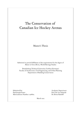 The Conservation of Canadian Ice Hockey Arenas