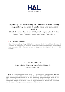 Oenococcus Oeni Through Comparative Genomics of Apple Cider and Kombucha Strains