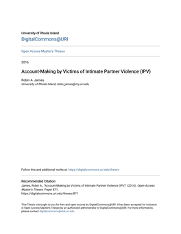 Account-Making by Victims of Intimate Partner Violence (IPV)