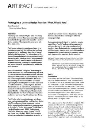 Prototyping a Useless Design Practice: What, Why & How?