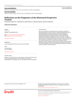 Reflections on the Pragmatics of the Illustrated Perspective Treatise Performative Failures and (Pre-) Romantic Innovations Eduardo Ralickas