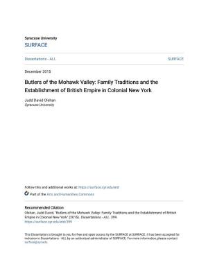 Butlers of the Mohawk Valley: Family Traditions and the Establishment of British Empire in Colonial New York