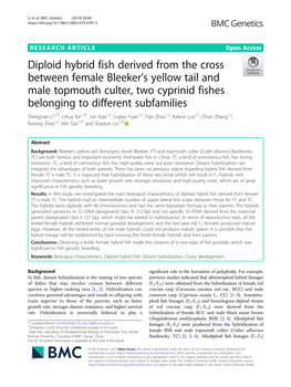 Diploid Hybrid Fish Derived from the Cross Between Female Bleeker's