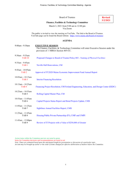 Revised 3/2/2021 Finance, Facilities & Technology Committee