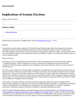 Implications of Iranian Elections
