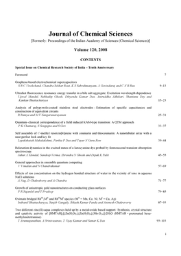 Journal of Chemical Sciences [Formerly: Proceedings of the Indian Academy of Sciences (Chemical Sciences)]
