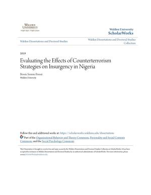 Evaluating the Effects of Counterterrorism Strategies on Insurgency in Nigeria Bowie Sonnie Bowei Walden University