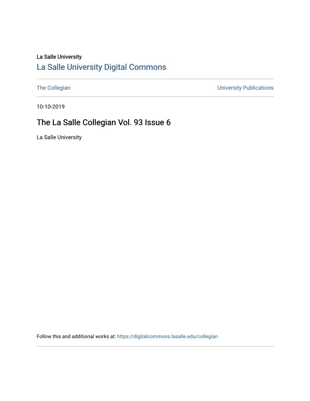 The La Salle Collegian Vol. 93 Issue 6