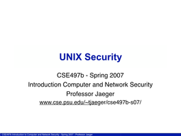 UNIX Security