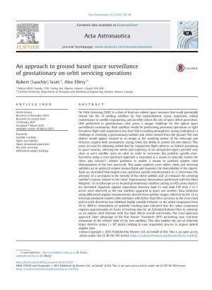 An Approach to Ground Based Space Surveillance of Geostationary On-Orbit Servicing Operations