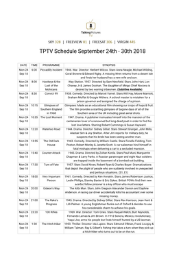 TPTV Schedule September 24Th - 30Th 2018