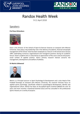 Randox Health Week 9-11 April 2018