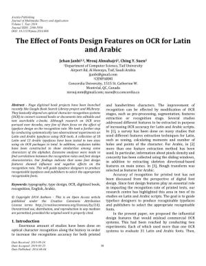 The Effect of Fonts Design Features on OCR for Latin and Arabic