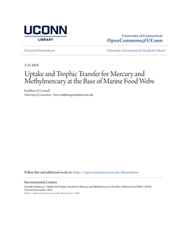Uptake and Trophic Transfer for Mercury and Methylmercury at the Base of Marine Food Webs Kathleen J