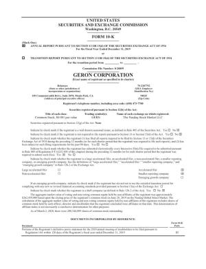 GERON CORPORATION (Exact Name of Registrant As Specified in Its Charter)
