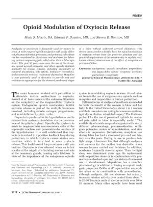 Opioid Modulation of Oxytocin Release