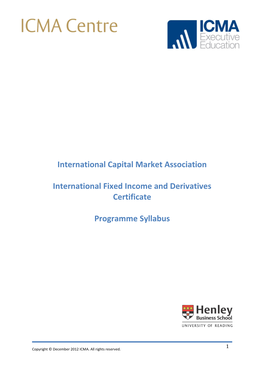 International Capital Market Association International Fixed Income and Derivatives Certificate Programme Syllabus