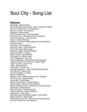 Soul City - Song List