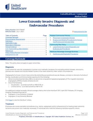 Lower Extremity Invasive Diagnostic and Endovascular Procedures