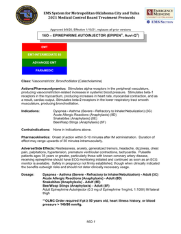 EMS System for Metropolitan Oklahoma City and Tulsa 2021 Medical Control Board Treatment Protocols