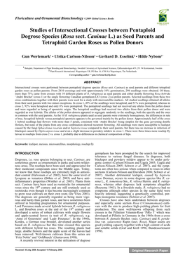 Studies of Intersectional Crosses Between Pentaploid Dogrose Species (Rosa Sect