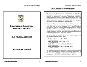 Department of Econometrics Department of Econometrics