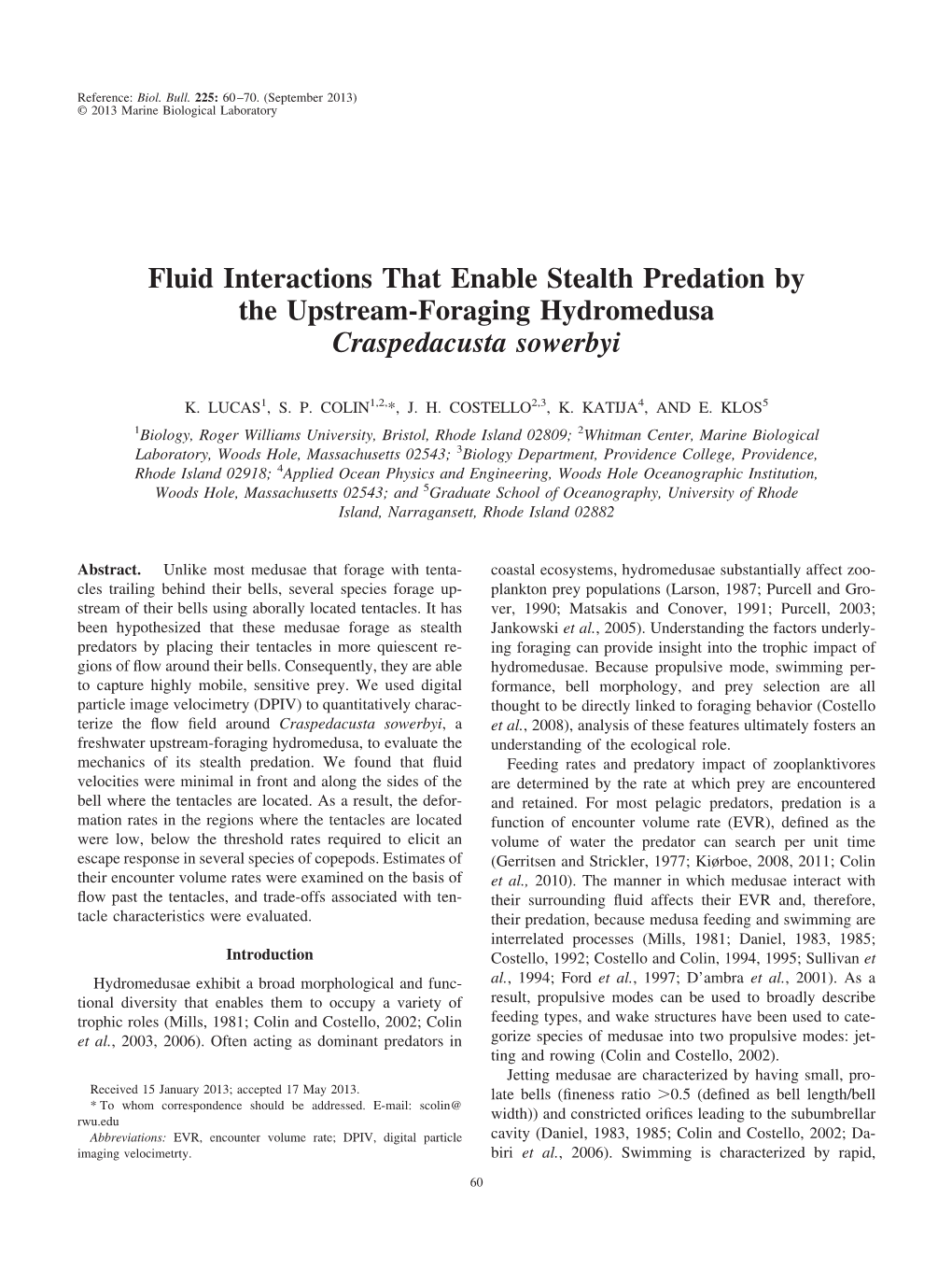 Fluid Interactions That Enable Stealth Predation by the Upstream-Foraging Hydromedusa Craspedacusta Sowerbyi