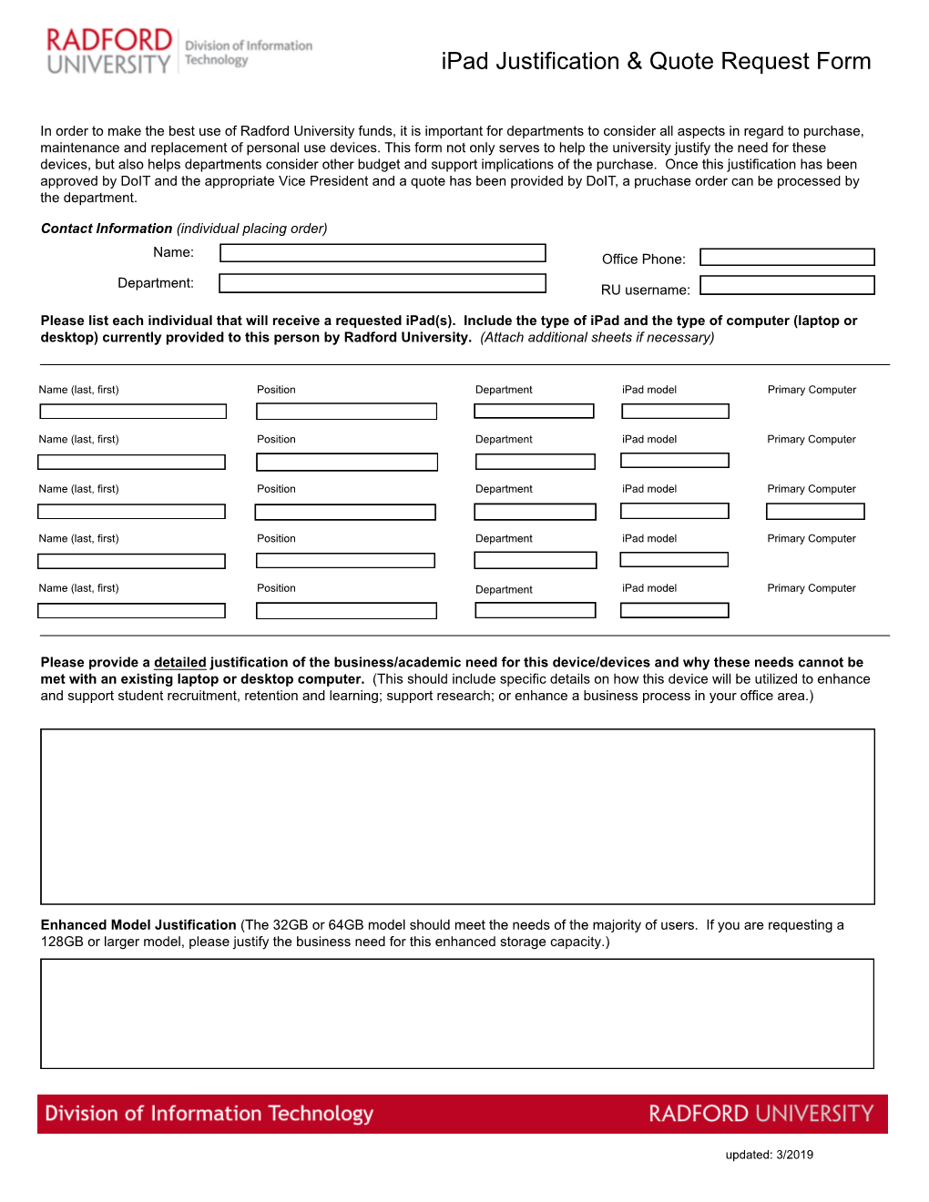 Ipad Justification & Quote Request Form