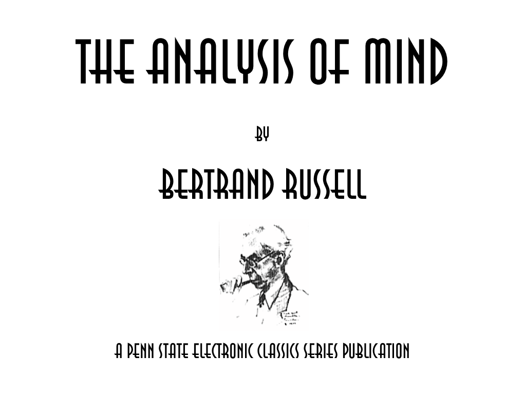 The Analysis of Mind