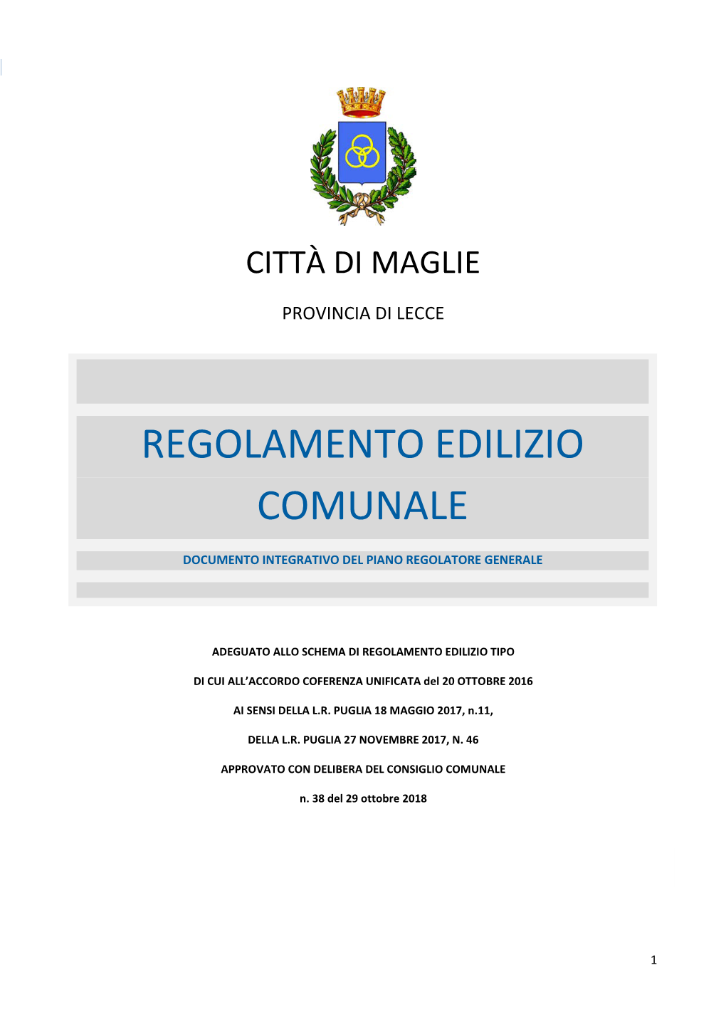 Regolamento Edilizio Comunale – Città Di Maglie