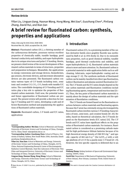 A Brief Review for Fluorinated Carbon: Synthesis, Properties and Applications