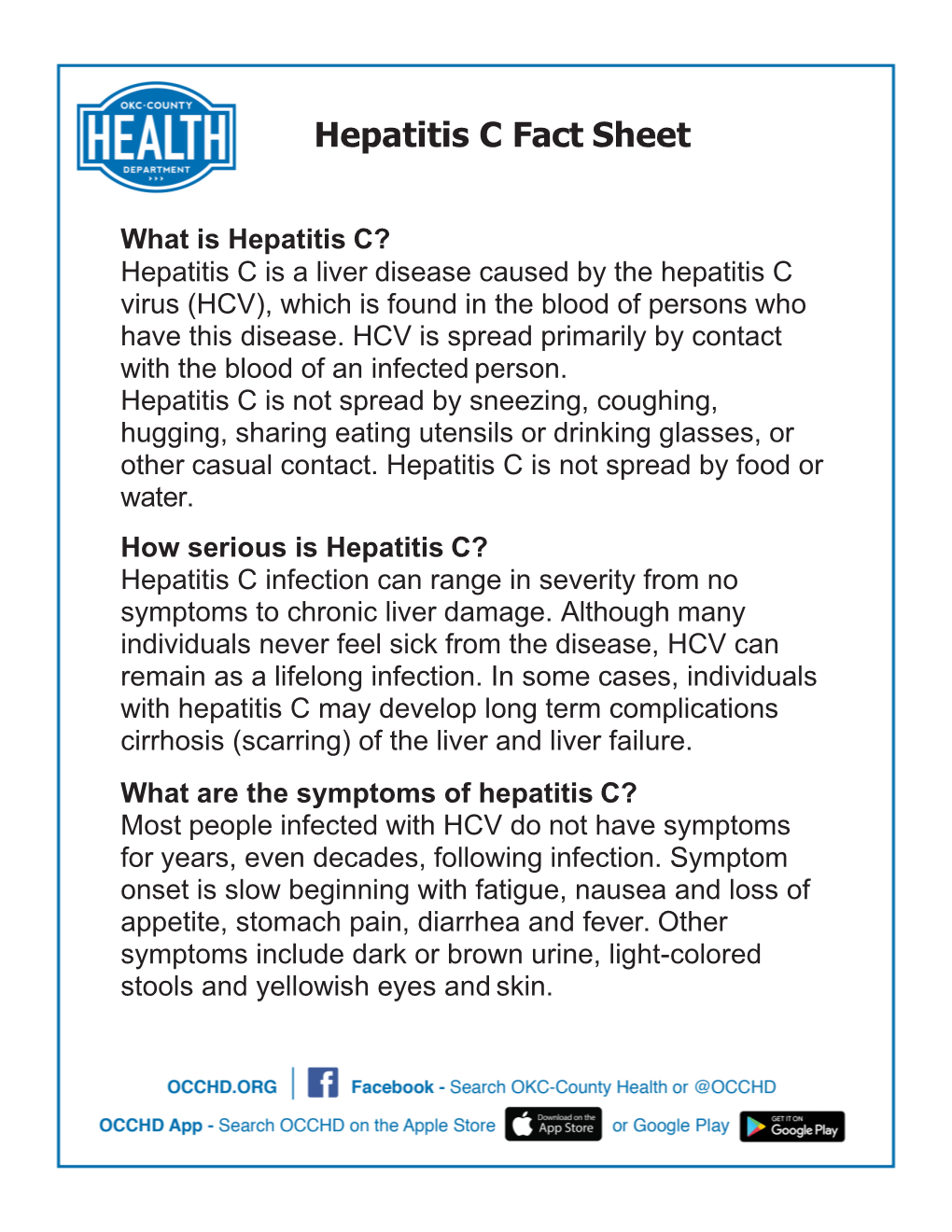 Hepatitis C Fact Sheet