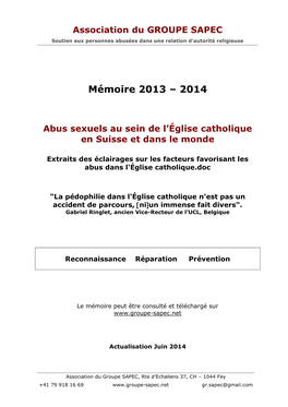 Extraits Du Mémoire 2013-2014