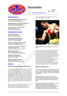 Newsletter No.13 July 1, 2011 Web
