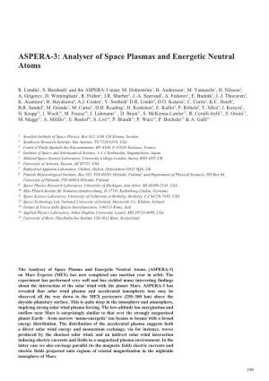 ASPERA-3: Analyser of Space Plasmas and Energetic Neutral Atoms